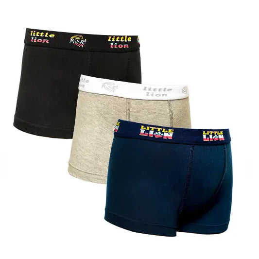 Lot 3 Boxers enfant en Cotton Marine Noir Gris